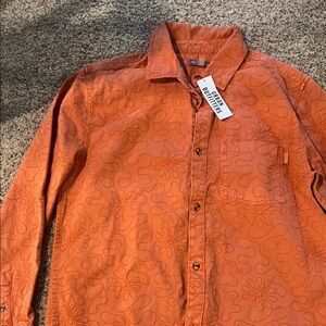 Orange Patterned Button-Up Shirt